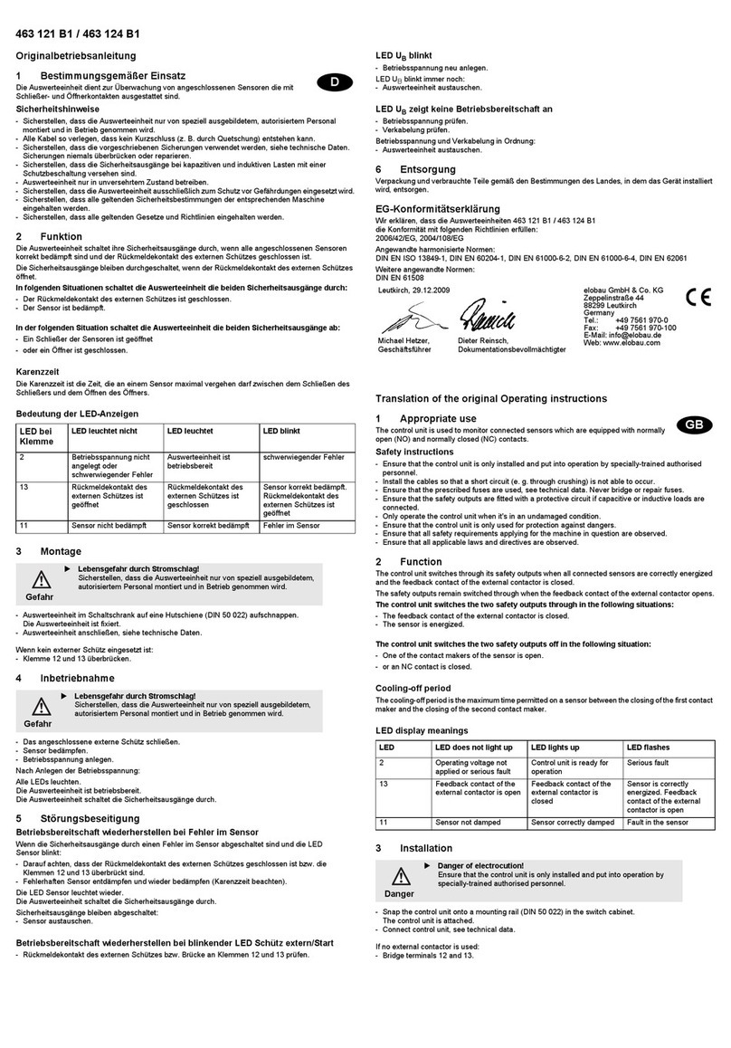 elobau 463 121 B1 quick start guide