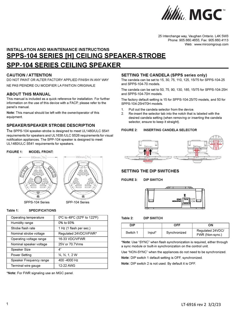 MGC SPPS-104 Series Installation and maintenance instructions