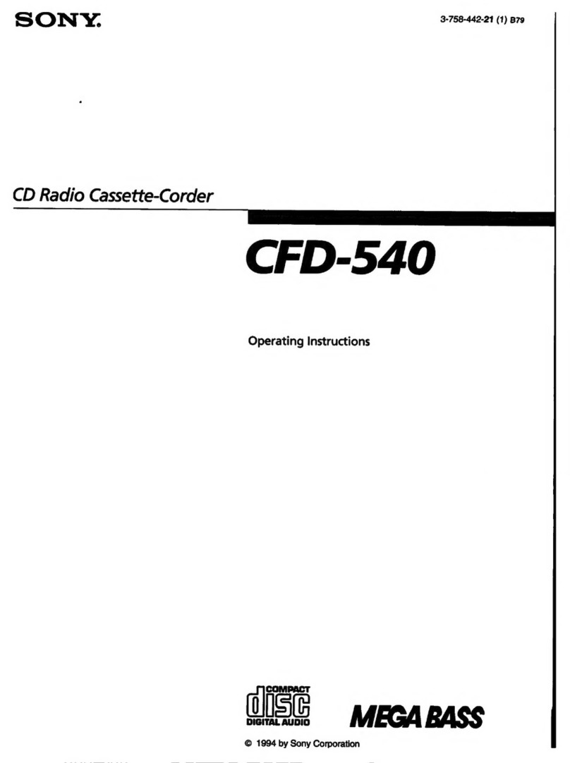 Sony MEGA BASS CFD-540 operating instructions