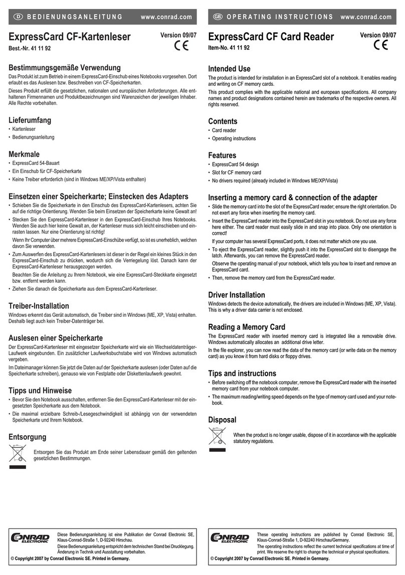Conrad 41 11 92 User manual Conrad 41 11 92 User manual