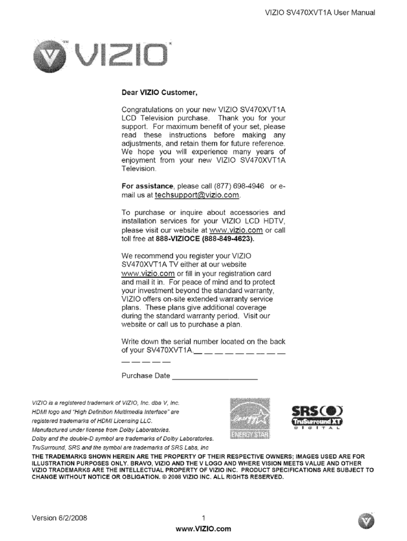 Vizio SV470XVT1A - 47" LCD TV User manual