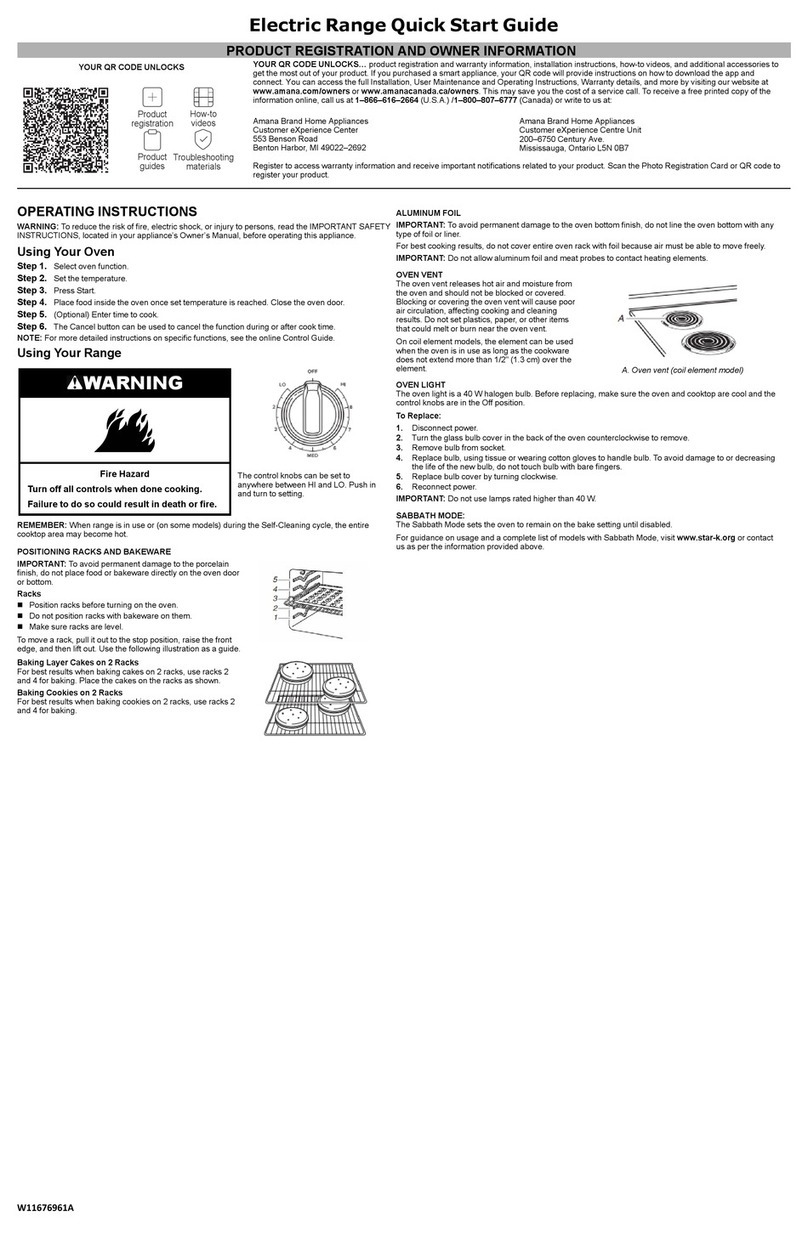 Amana W11676961A quick start guide