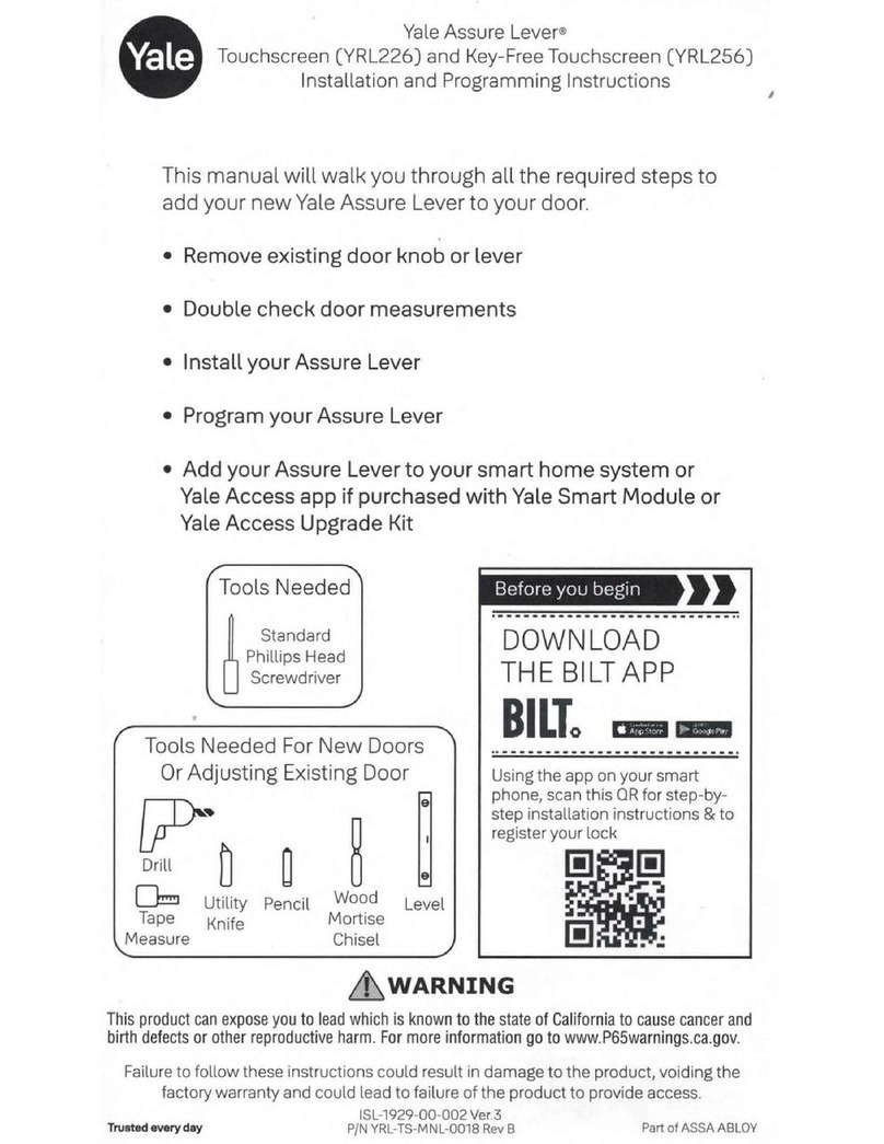 Yale Assure Lock Lever Touchscreen YRL226 User manual