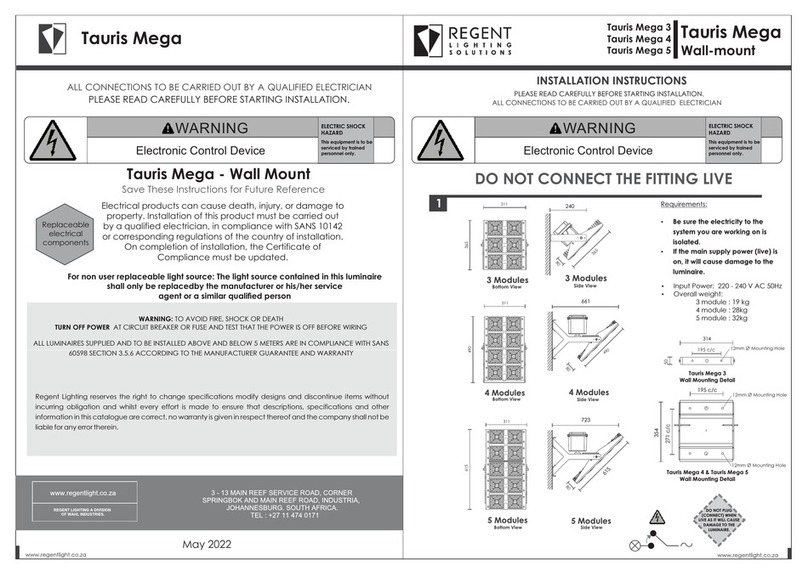 Regent Lighting Solutions Tauris Mega 3 installation instructions