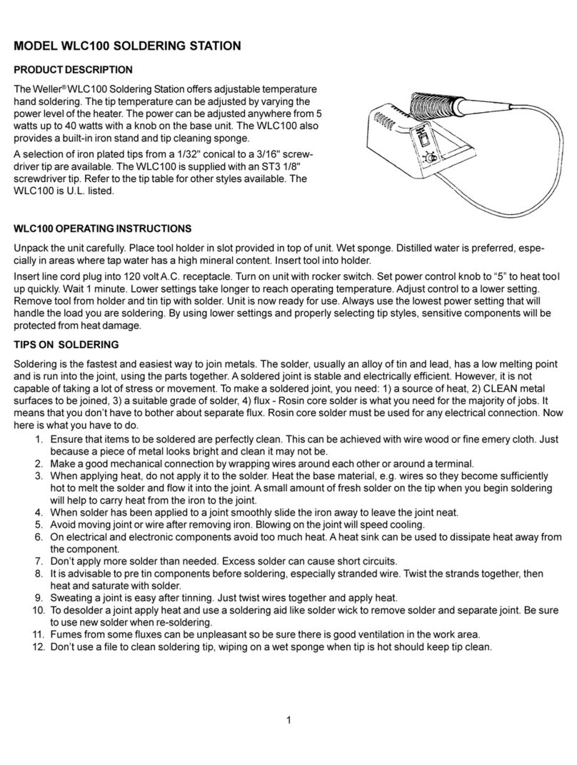 Weller WLC100 quick start guide