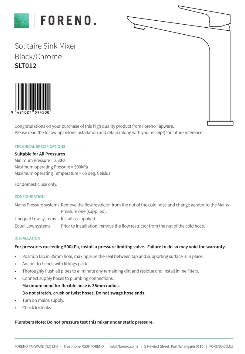 FORENO Solitaire SLT012 Quick installation guide FORENO Solitaire SLT012 Quick installation guide