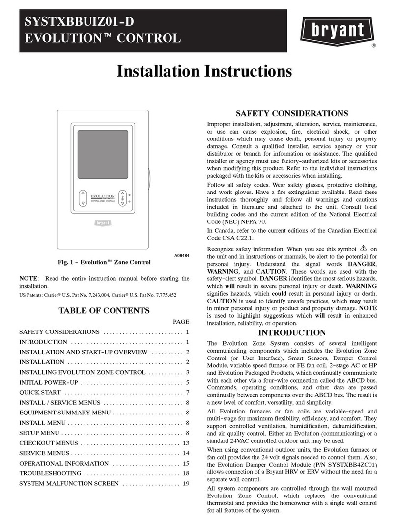 Bryant EVOLUTION SYSTXBBUIZ01-D installation instructions