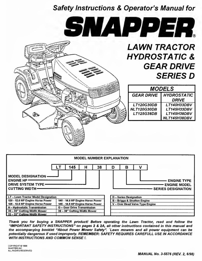Snapper LT120G30DB Safety instructions and operator's manual Snapper LT120G30DB Safety instructions and operator's manual