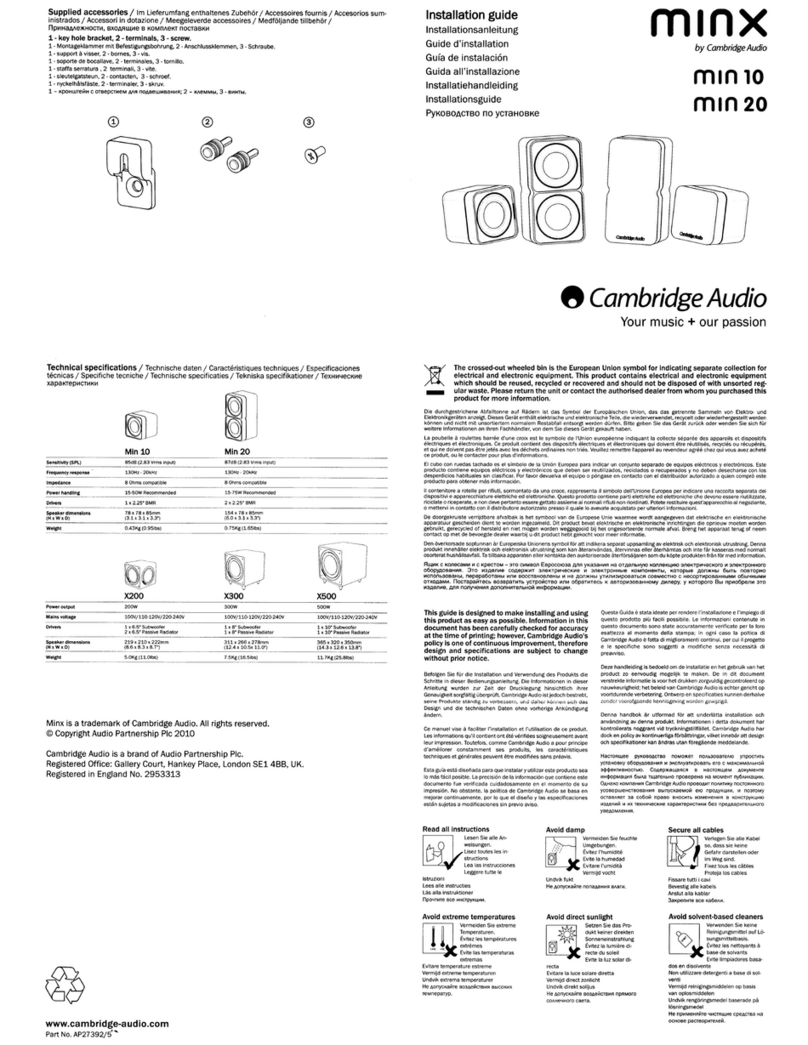 Cambridge Audio minx X200 installation guide
