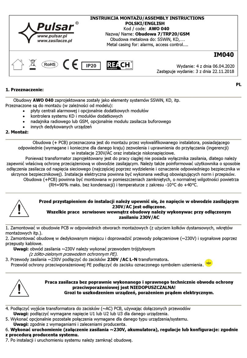 Pulsar AWO 040 User manual Pulsar AWO 040 User manual