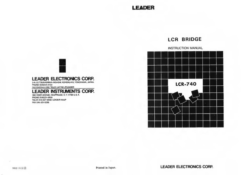 Leader Electronics Corp. LCR-740 instruction manual
