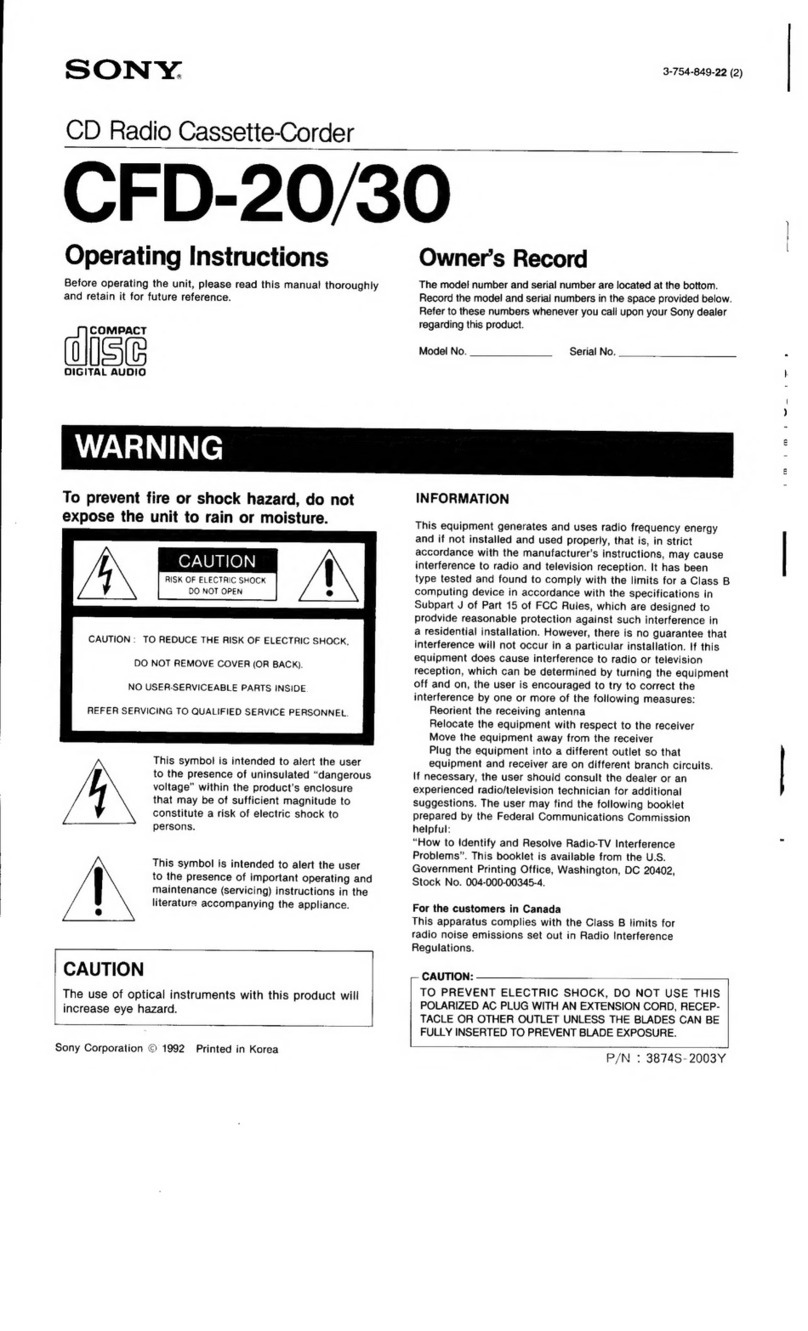 Sony CFD-20 operating instructions