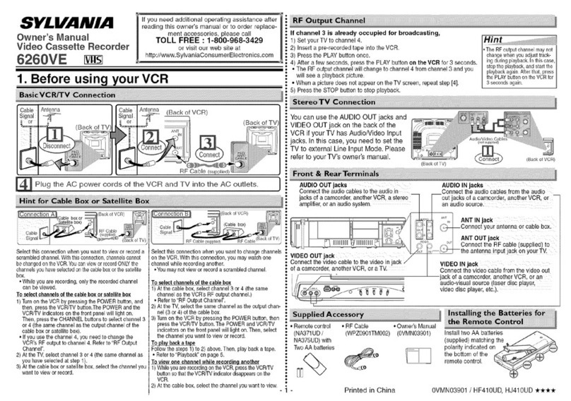 Sylvania 6260VE User manual