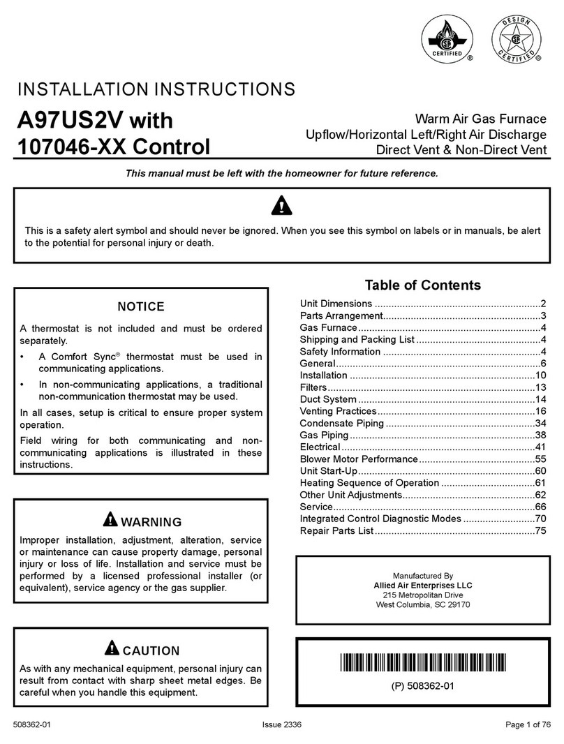Allied A97US2V installation instructions