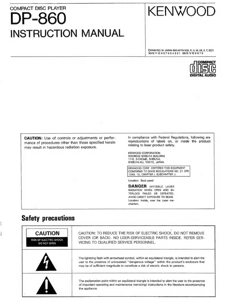 Kenwood DP-860 User manual Kenwood DP-860 User manual