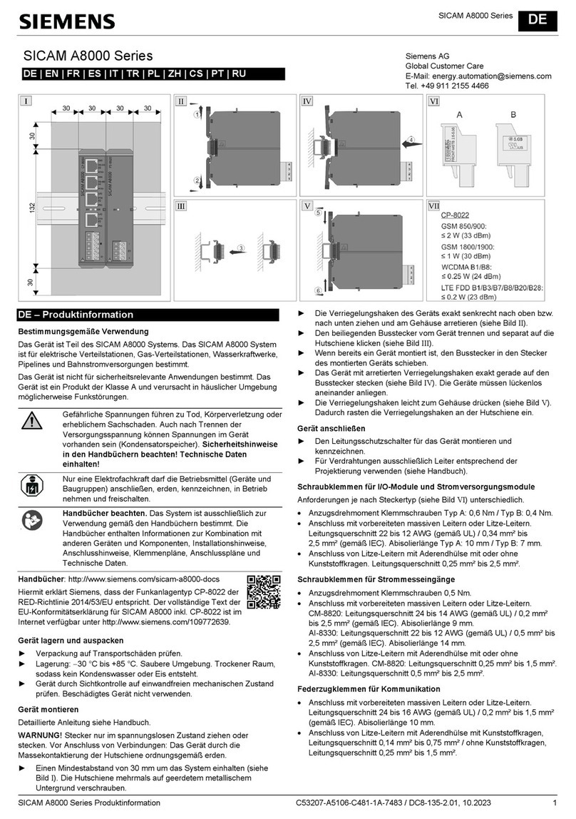 Siemens SICAM A8000 Series User manual
