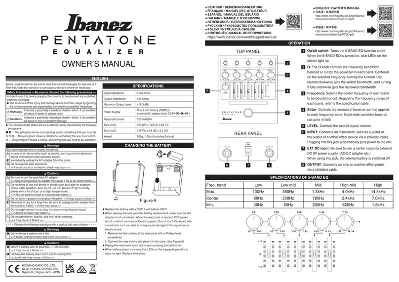 Ibanez PENTATONE EQUALIZER User manual