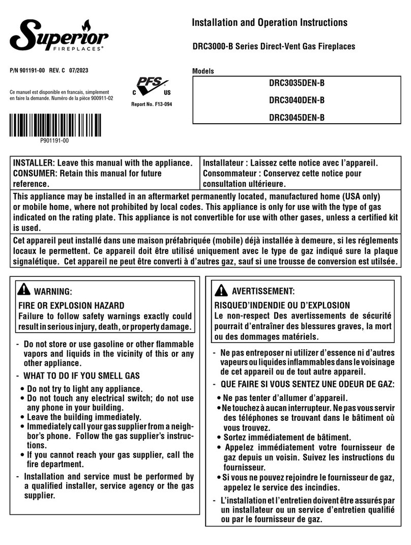 Superior Fireplaces DRC3000-B Series Installation and operation instruction Superior Fireplaces DRC3000-B Series Installation and operation instruction