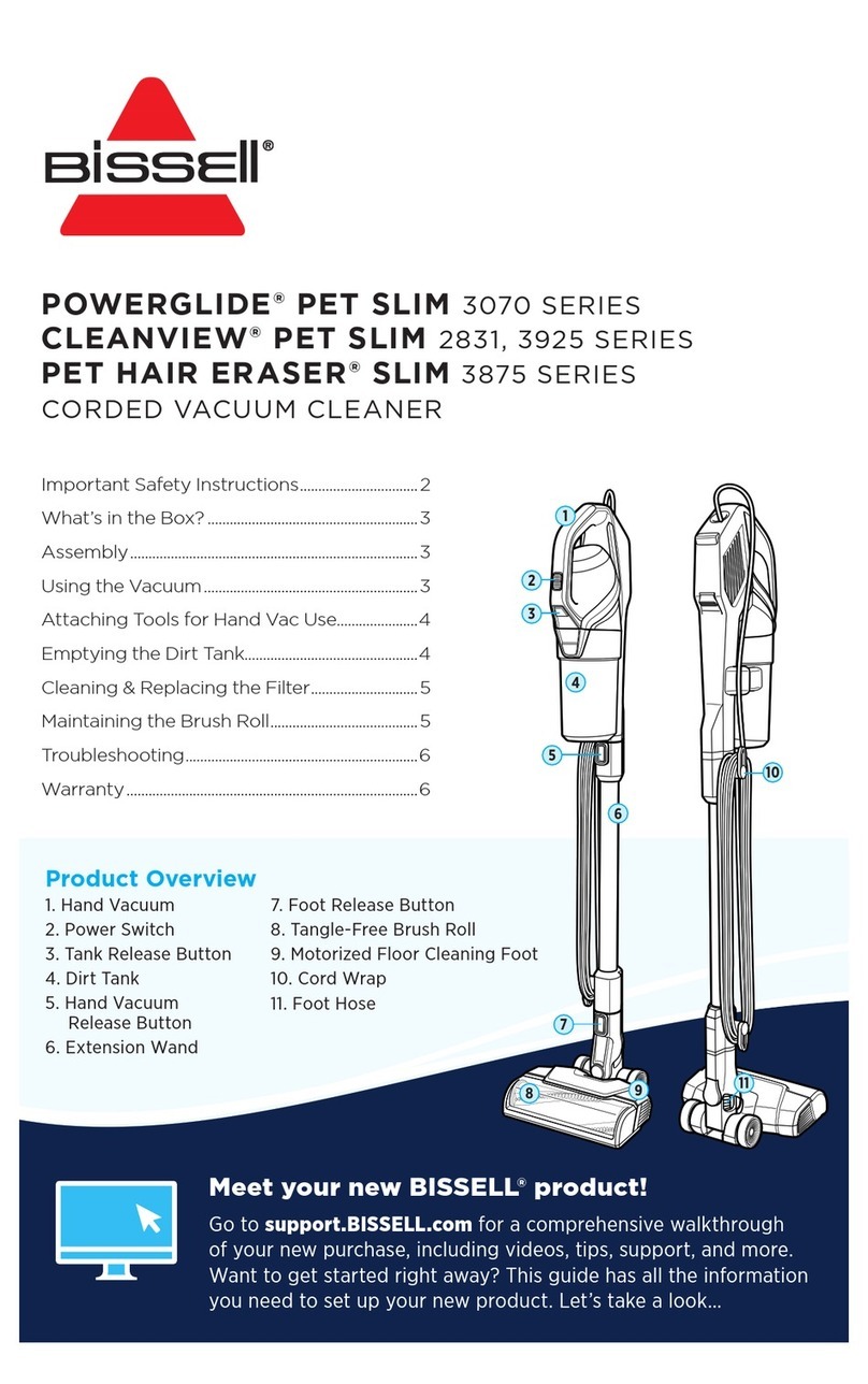 Bissell POWERGLIDE PET SLIM 3070 Series quick start guide