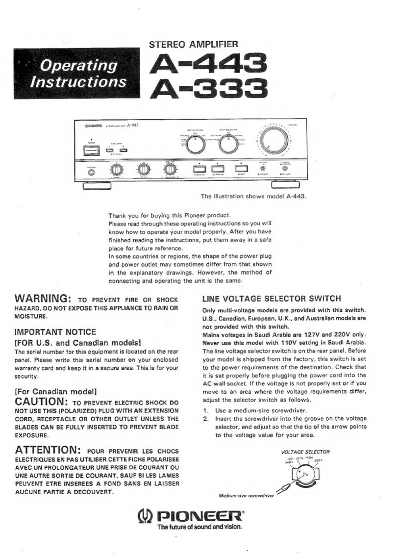 Pioneer A-443 operating instructions