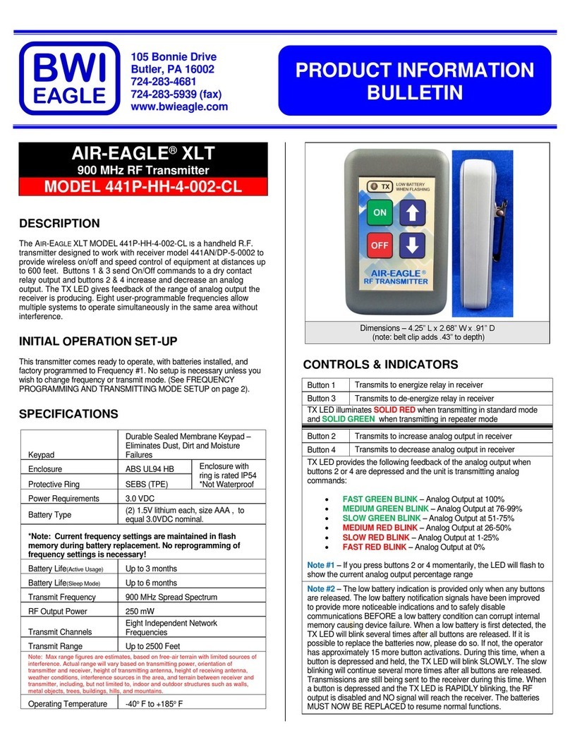 BWI Eagle AIR-EAGLE XLT 441P-HH-4-002-CL Product information bulletin