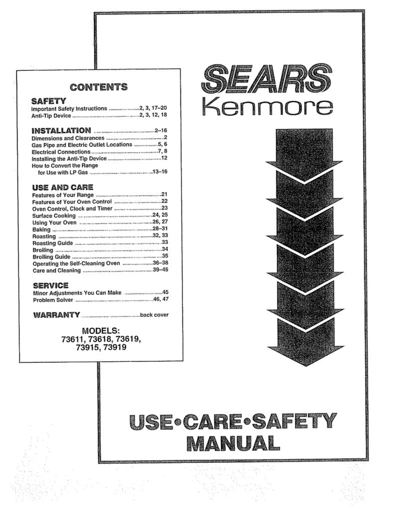 Sears Kenmore 73611 Installation instructions