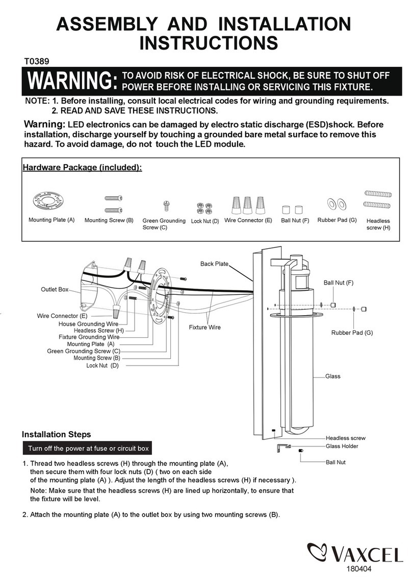 Vaxcel T0389 Assembly and installation instructions Vaxcel T0389 Assembly and installation instructions