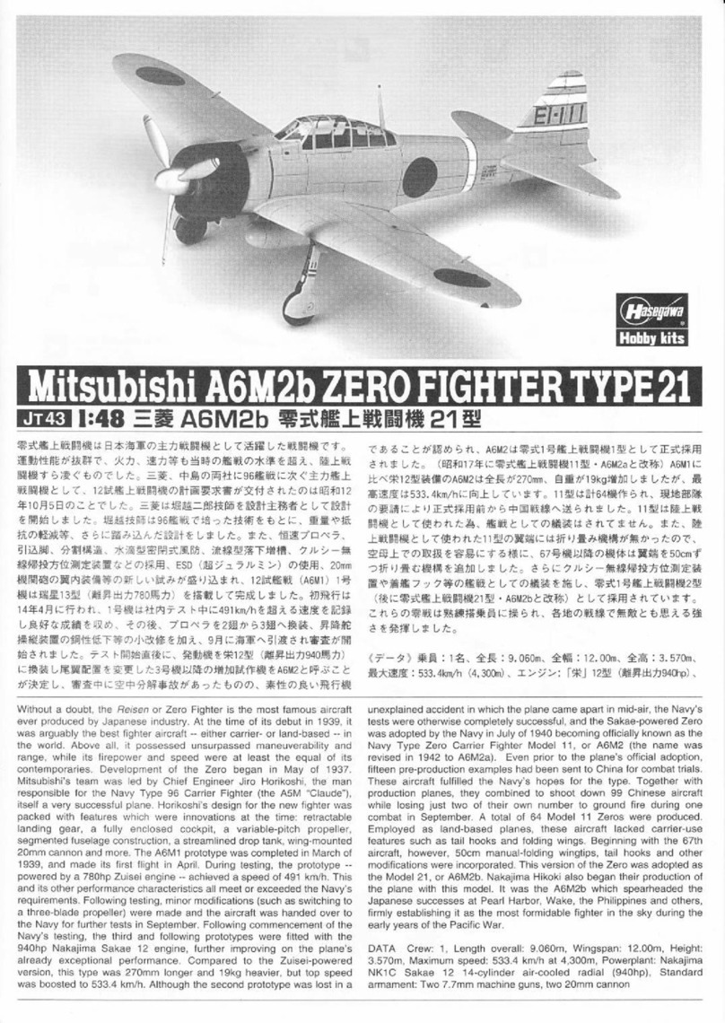 HASEGAWA Mitsubishi A6M2b ZERO FIGHTER TYPE21 manual HASEGAWA Mitsubishi A6M2b ZERO FIGHTER TYPE21 manual