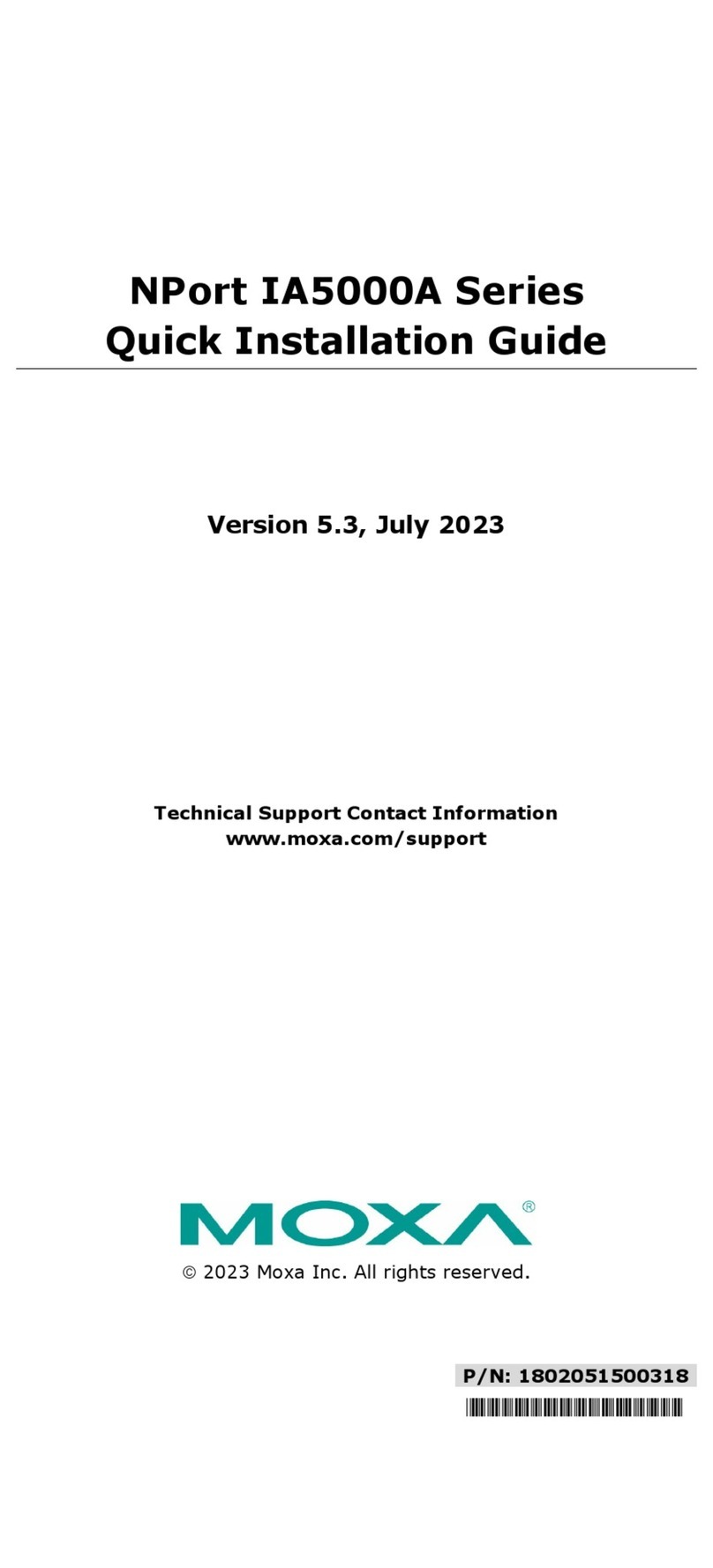 Moxa Technologies NPort IA5000A Series User manual Moxa Technologies NPort IA5000A Series User manual