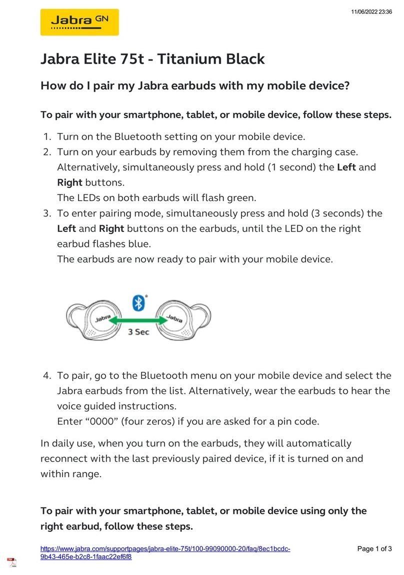 Jabra Elite 75t Titanium Black User manual Jabra Elite 75t Titanium Black User manual