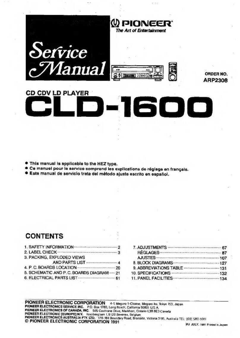 Pioneer CLD-1600 User manual