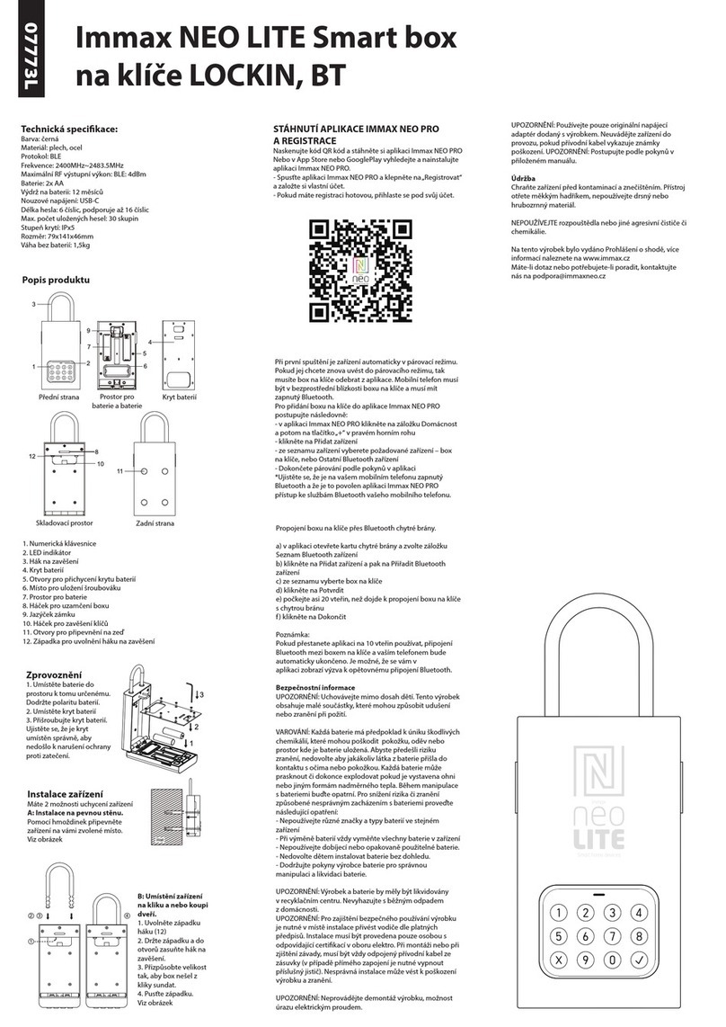 IMMAX NEO LITE LOCKIN quick start guide