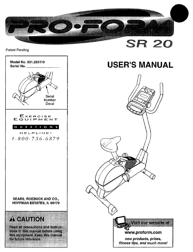 Sears PRO-FORM SR 20 user manual