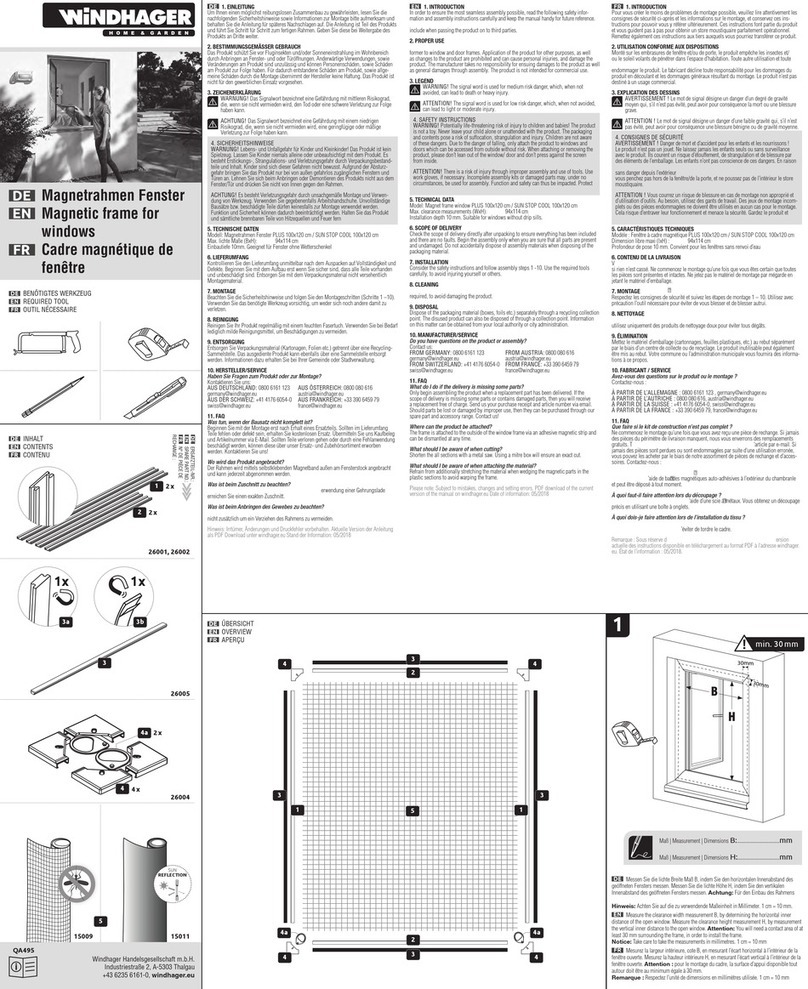 Windhager PLUS 100x120 cm quick start guide