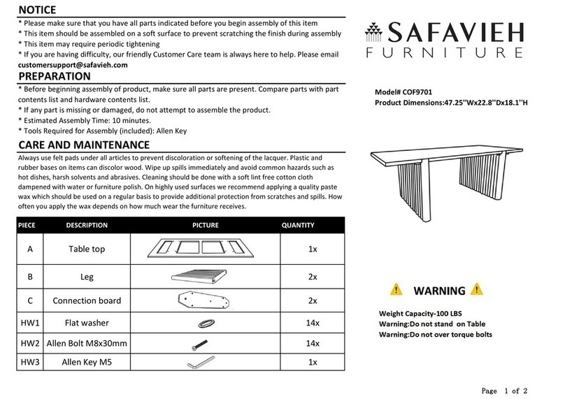 Safavieh Furniture COF9701 manual Safavieh Furniture COF9701 manual