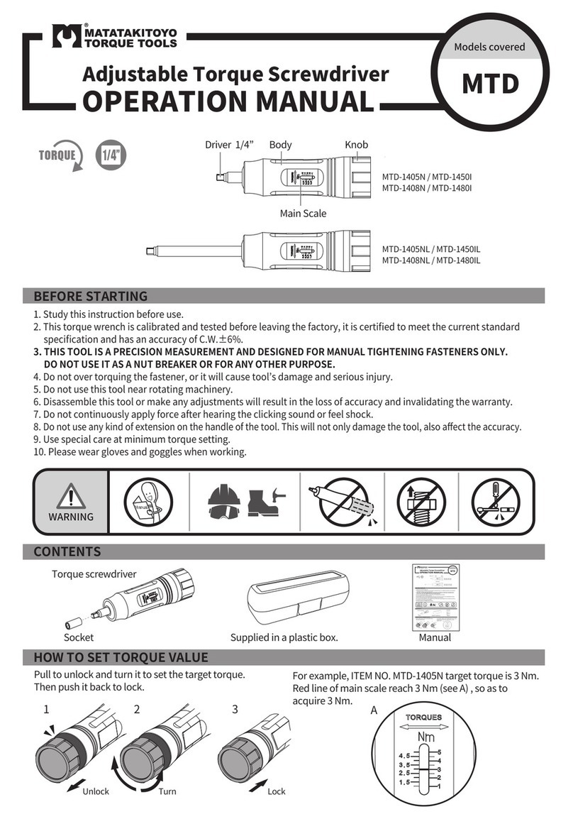 Matatakitoyo Torque Tools MTD User manual