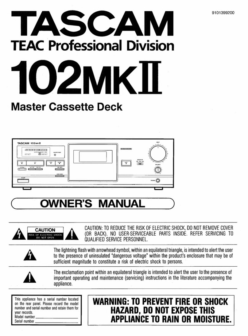 TEAC PROFESSIONAL Tascam 102mkII owner's manual