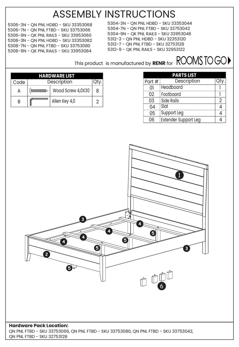 ROOMS TO GO RENR Dana Point Queen Panel Bed Assembly instructions ROOMS TO GO RENR Dana Point Queen Panel Bed Assembly instructions
