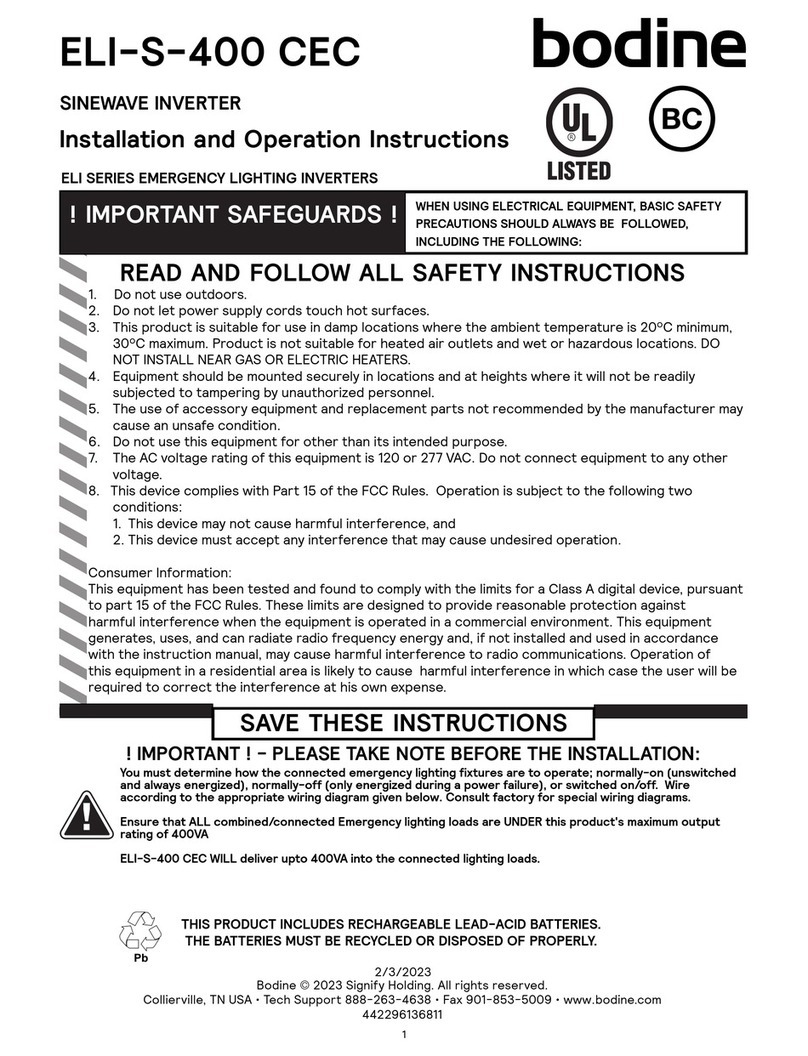 Bodine ELI-S-400 CEC Assembly, installation and operation instructions Bodine ELI-S-400 CEC Assembly, installation and operation instructions
