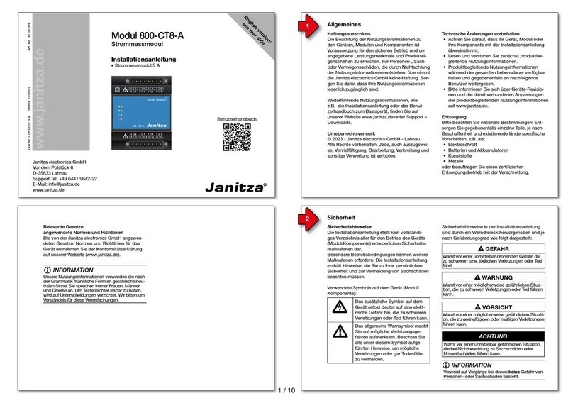 janitza 800-CT8-A installation manual