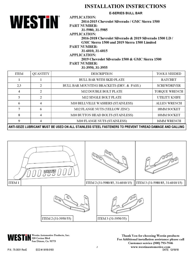 Westin E Series User manual