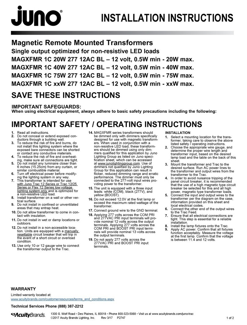 JUNO MAGXFMR 1C 20W 277 12AC BL installation instructions
