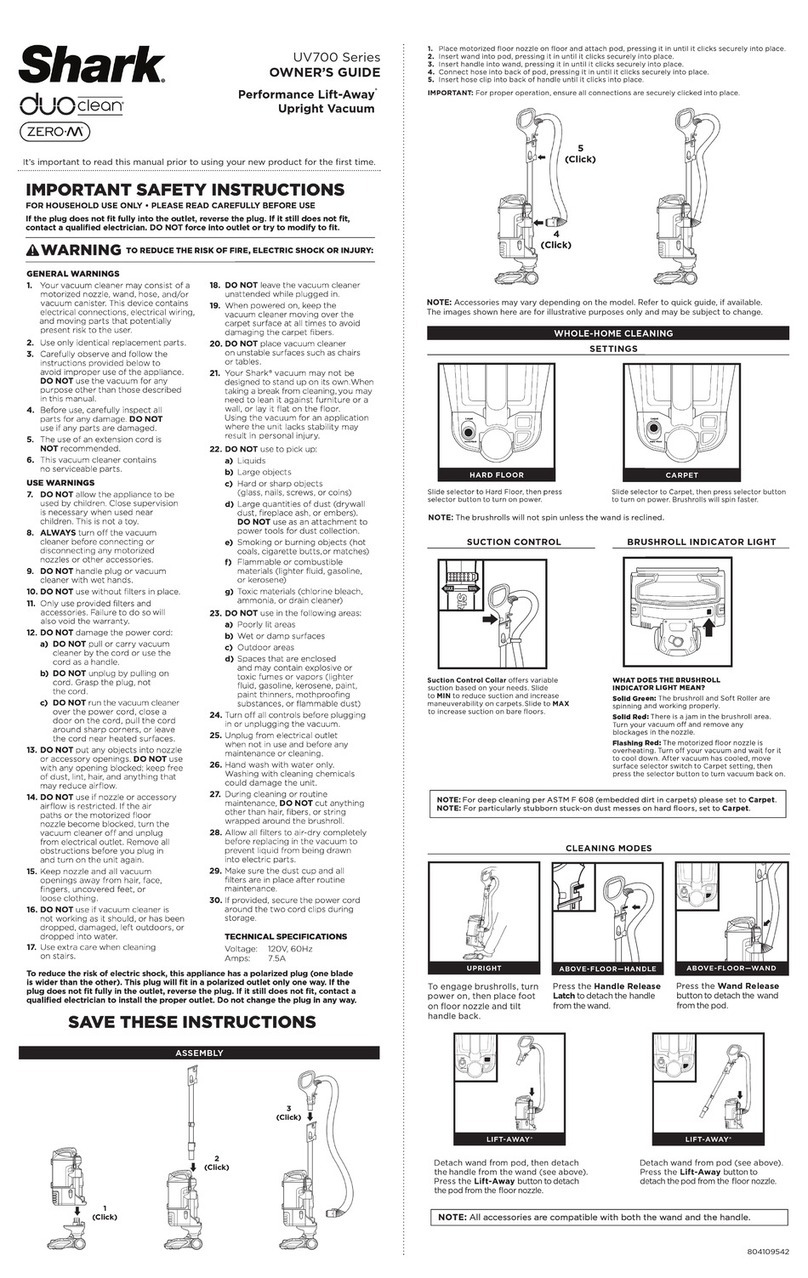 Shark UV700 User manual Shark UV700 User manual