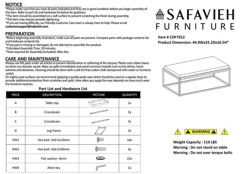 Safavieh Furniture Edgefield COF7012 manual