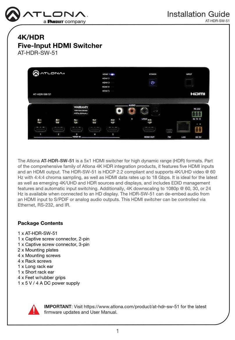 Panduit ATLONA AT-HDR-SW-51 User manual