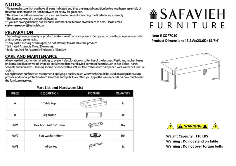 Safavieh Furniture Edgecombe COF7010 manual