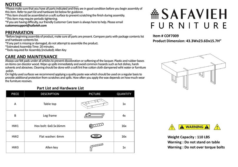 Safavieh Furniture Aberton COF7009 manual Safavieh Furniture Aberton COF7009 manual
