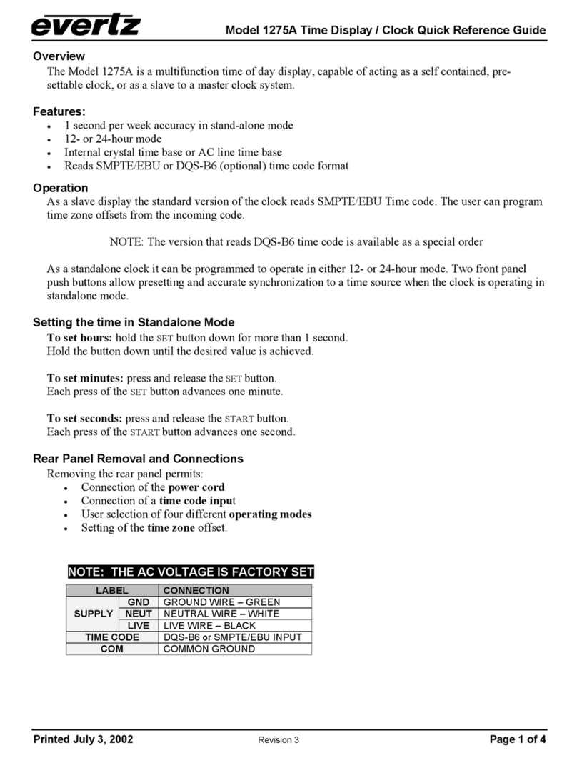 evertz 1275A Quick reference guide