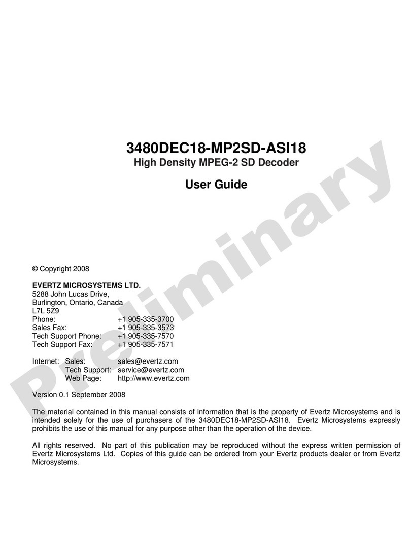 evertz 3480DEC18-MP2SD-ASI18 User manual