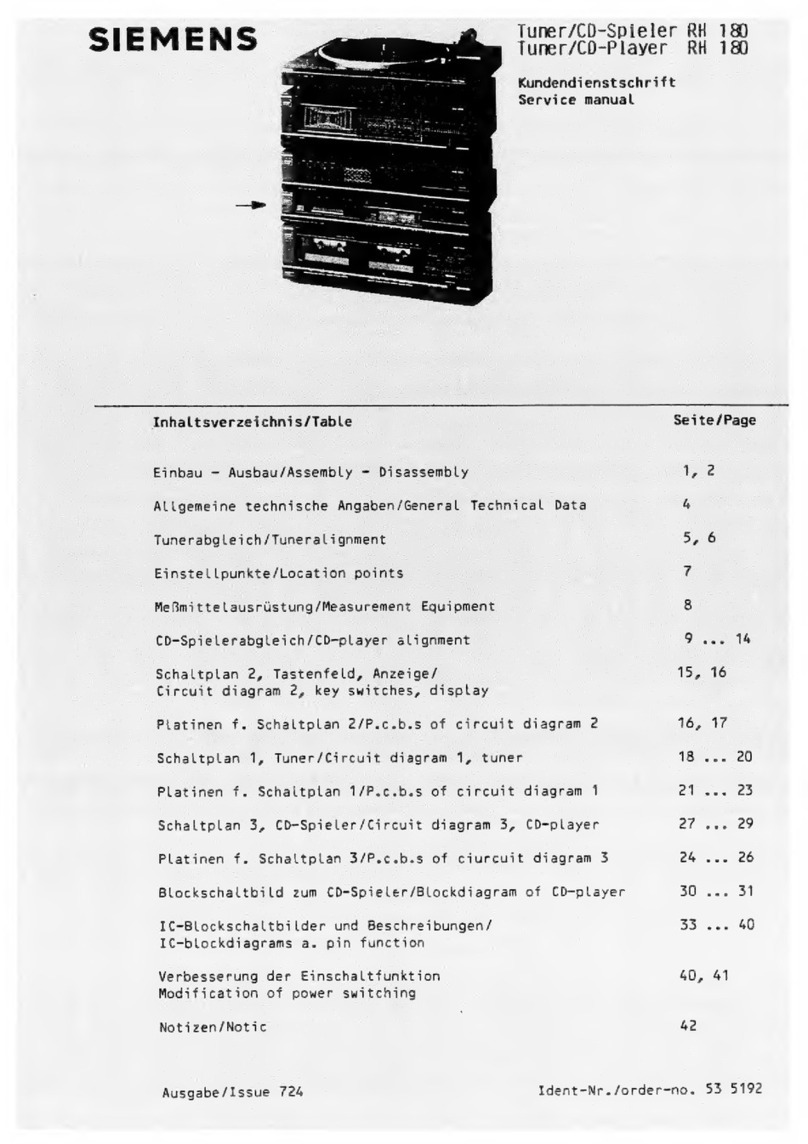 Siemens RH 180 Service manual